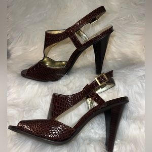 Bcbgirls brown crocodile print sling back sandal pumps